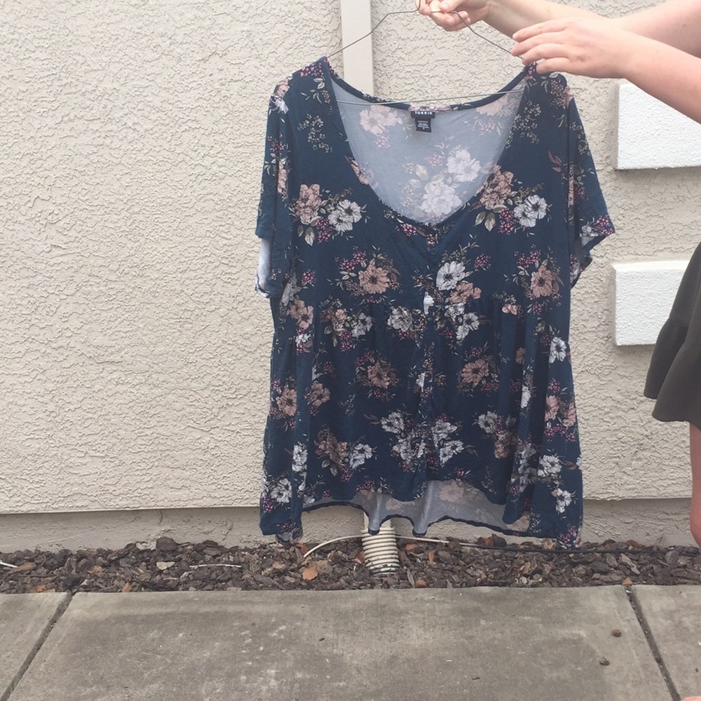 High low button down baby doll top